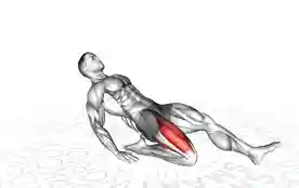 仰卧股四头肌拉伸(Lying Quadriceps Stretch)正确姿势 仰卧股四头肌拉伸